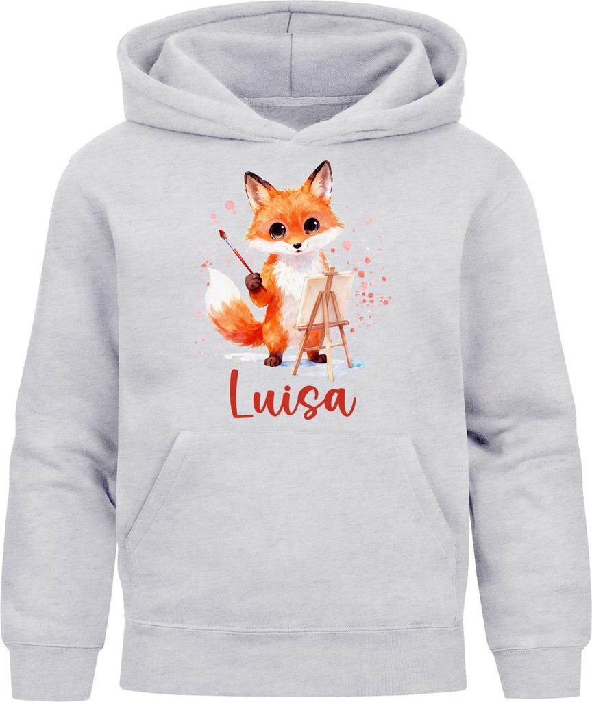 Kinder Hoodie Mädchen Eule Fuchs Hobby Lesen Malen personalisiert Wunschname Geschenk Leseratte Bücherwurm SpecialMe