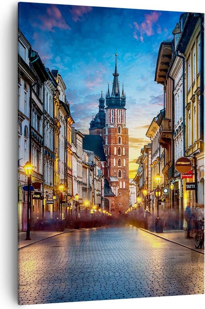 Bild auf Leinwand - Leinwandbild - Einteilig - Krakau Kirche Mariacki - 70x100cm - Wand Bild - Wanddeko - Wandbilder - Leinwanddruck - Wanddekorati...
