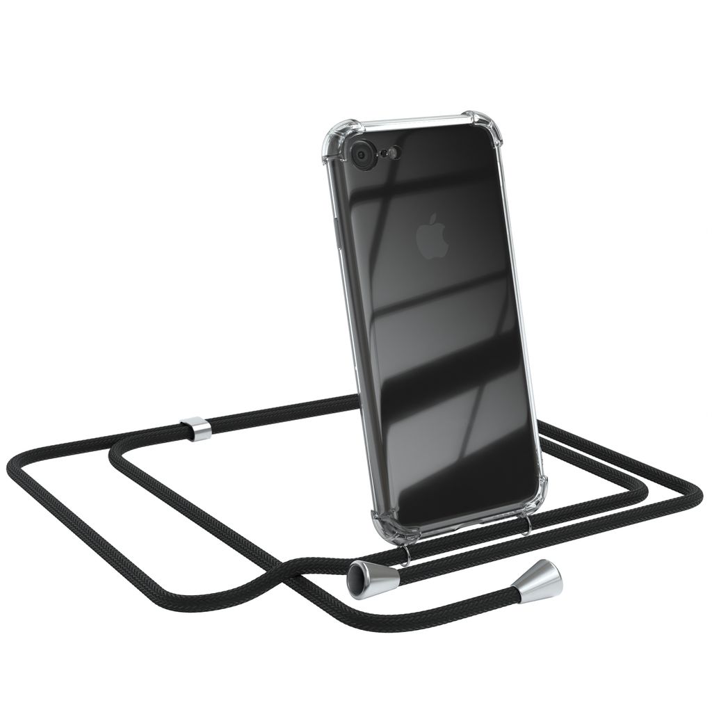 EAZY CASE Handykette kompatibel mit Apple iPhone SE 2020/2022, iPhone 7 / 8, Handyhülle mit Umhängeband, Handykordel, Schutzhülle Clear, Band in...