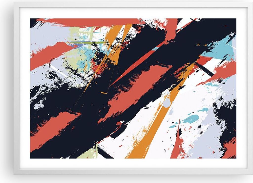 Gerahmtes Poster - Weißer Rahmen - Abstraktion Graffiti Modern - 70x50 cm - Wand Bild - Wanddeko - Wandbilder - Wandposter - Bilderrahmen - Bilder...