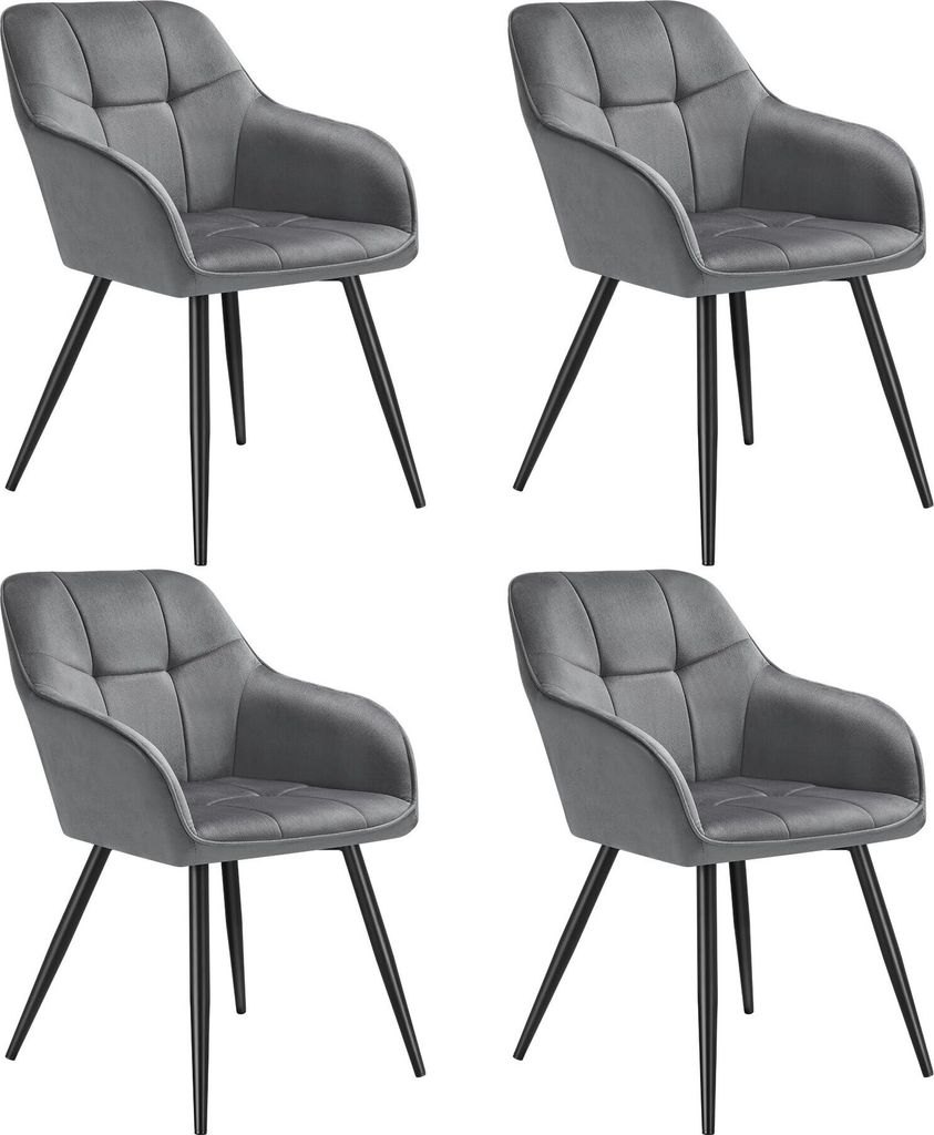 tectake Esszimmerstuhl Marilyn gepolstert, in Samtoptik, gesteppt 58 x 62 x 82 cm