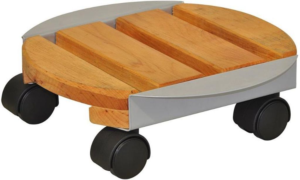 WAGNER Pflanzenroller PEGASUS MINI Ø 27 x 9 cm, für innen, Metall/Massivholz, natur, Tragkraft 100 kg, EU Ware - 20704501