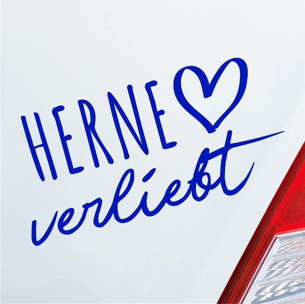 Auto Aufkleber Herne verliebt Herz Stadt Heimat Liebe Car 19x10 cm Dunkelblau Sticker Heckscheibenaufkleber