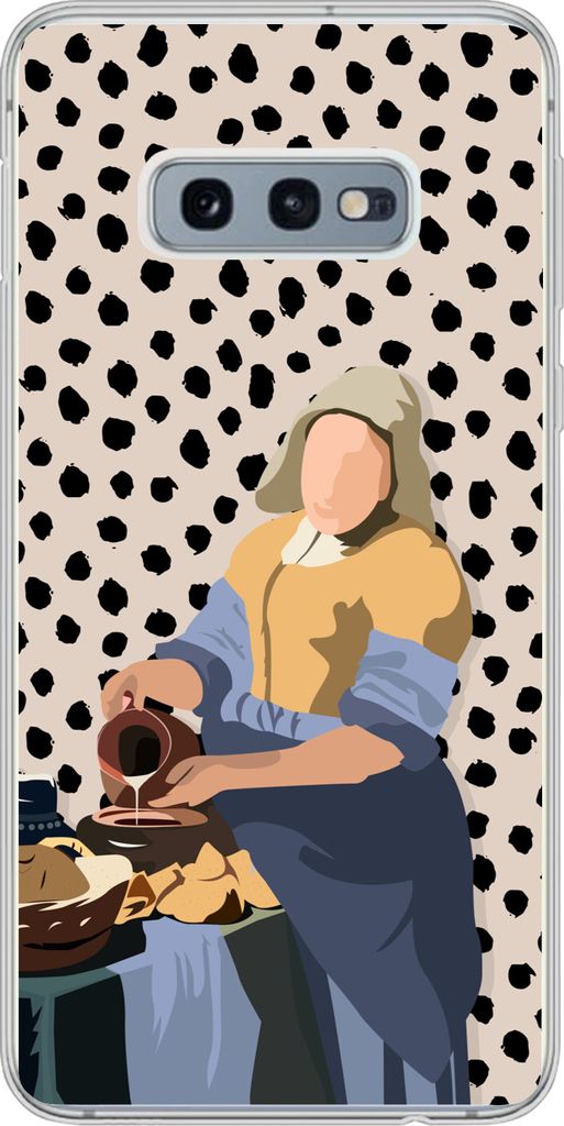 MuchoWow Handyhülle Schutzhülle Hülle für Telefoonhoesje Samsung Galaxy S10e Alte Meister - Milchmädchen - Tupfen - Vintage Silikon Softcase...