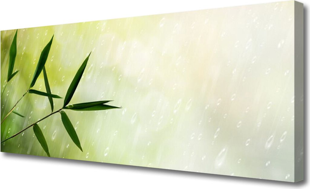 Tulup Leinwand-Bilder 125x50 Wandbild Canvas Kunstdruck Blätter Regen Pflanzen