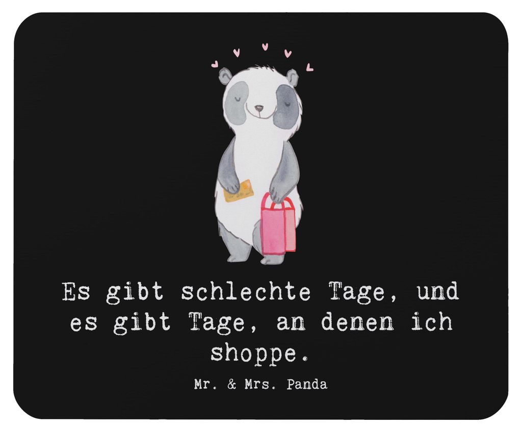 Mr. & Mrs. Panda Mousepad Panda Shopping - Schwarz - Geschenk, Shoppen, laptop, Mauspad, Einkaufen, Mouse Pad, pc