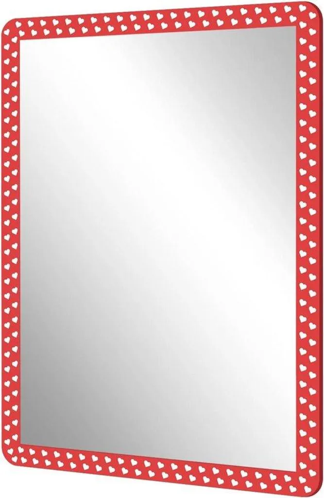 Miroir Mural Adhésif Décoratif Motif Cœur 40x30cm en Verre Acrylique