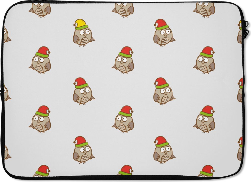 MuchoWow Laptop Hülle 14 ZollEule - Weihnachtsmannmütze - Cartoon - Kind - Design Laptoptasche - Laptoptasche - Stoßsicher - Schutzhaube
