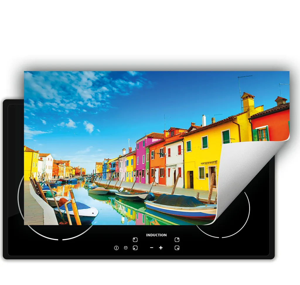 DarHaus piastra di copertura per fornelli 90x52 cm tappetino antiscivolo arrotolabile, colorato - City
