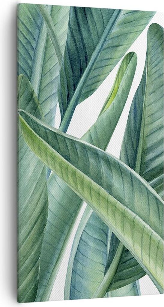 Bild auf Leinwand - Leinwandbild - Einteilig - Exotisch Blätter Grün - 55x100cm - Wand Bild - Wanddeko - Wandbilder - Leinwanddruck - Bilder - Wa...