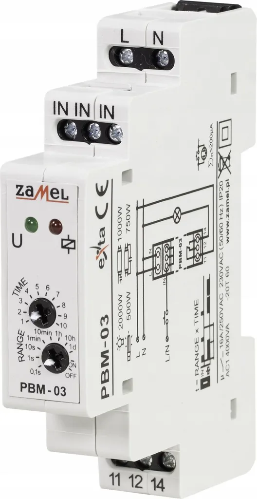 Relais bistable avec réglage du temps 230V - PBM-03 Zamel Modulaire