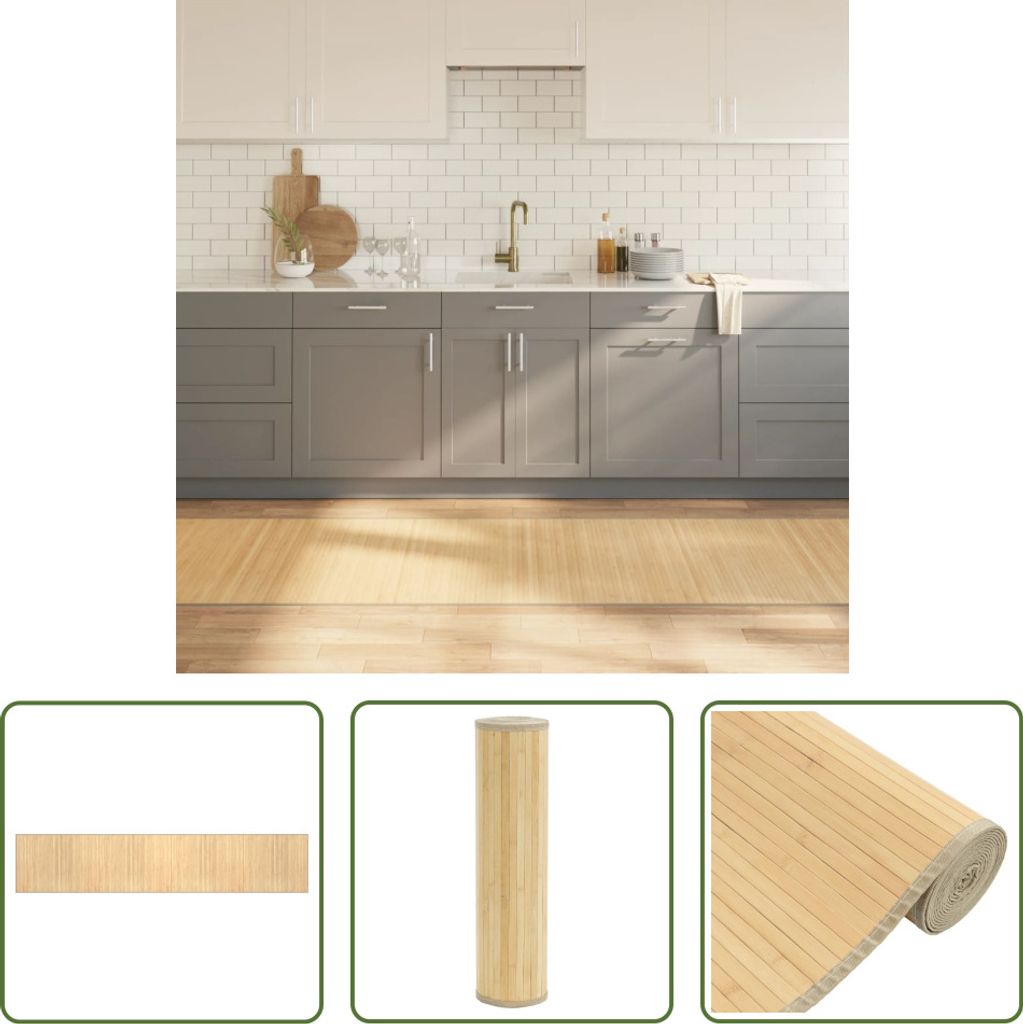 The Living Store Teppich Rechteckig Hell Natur 80x400 cm Bambus
