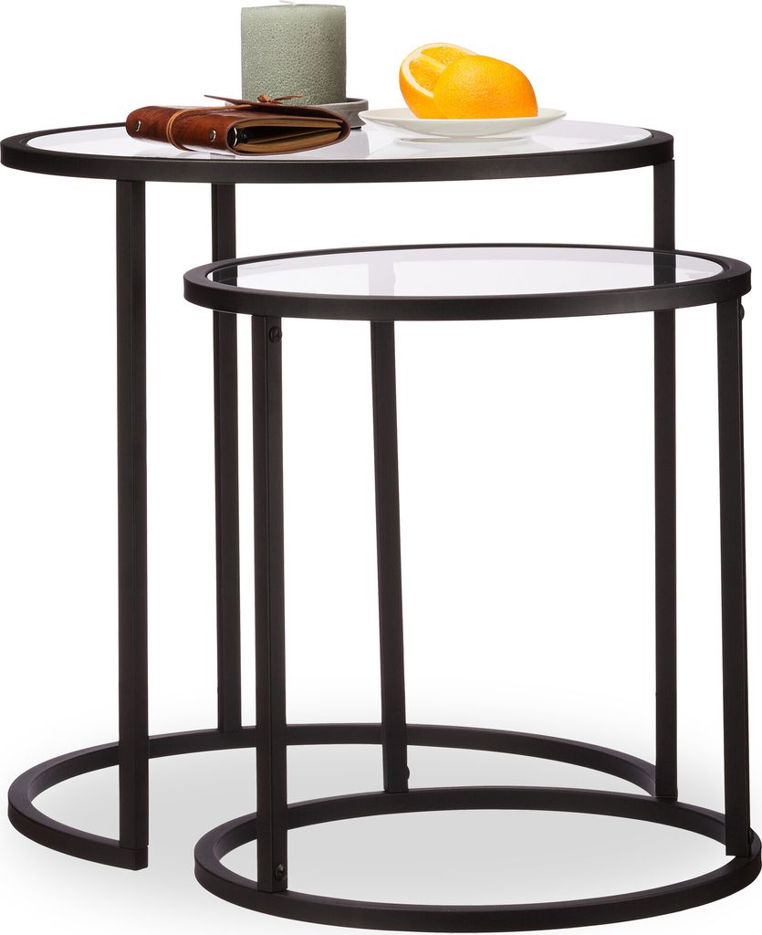 Relaxdays Beistelltische 2er Set, Satztisch, Sofatisch, mit Produktbild 