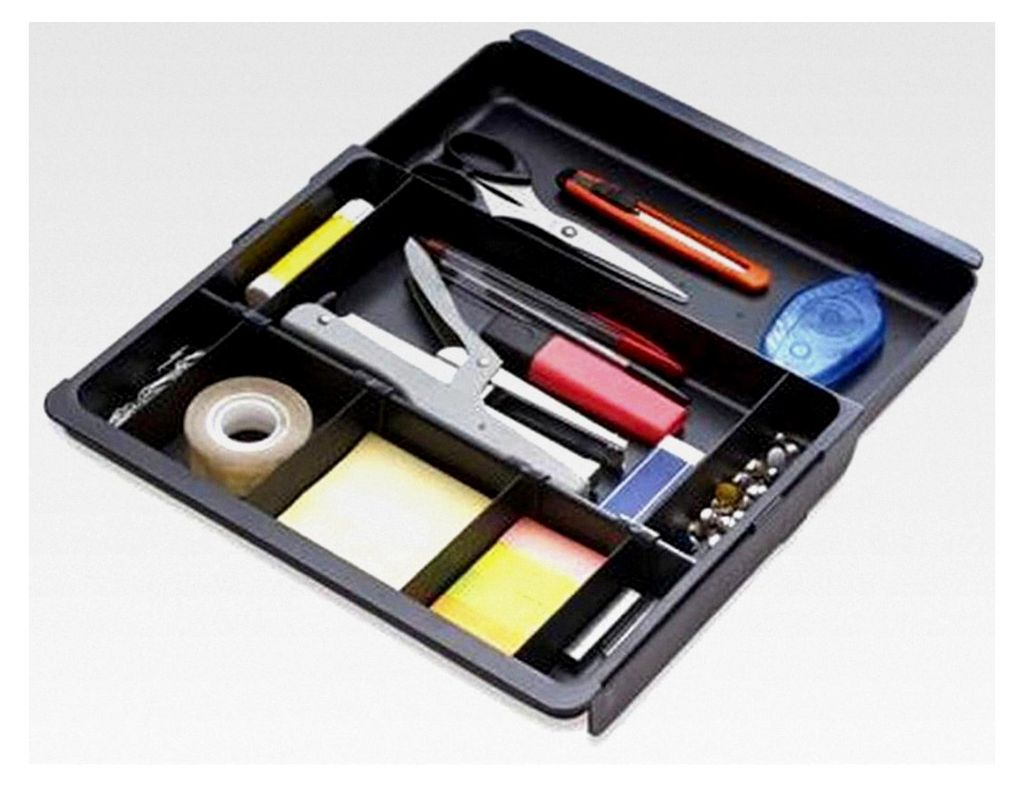 Schubladeneinlage mit 4 abnehmbaren Flügeln, 100% Recycling-Kunststoff, für Schubladen, schwarz