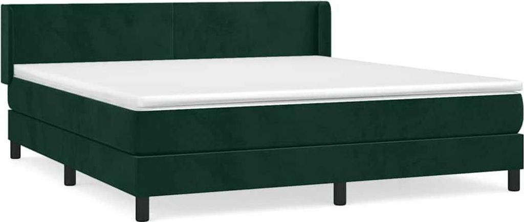 vidaXL Boxspringbett mit Matratze Dunkelgrün 180x200 cm Samt