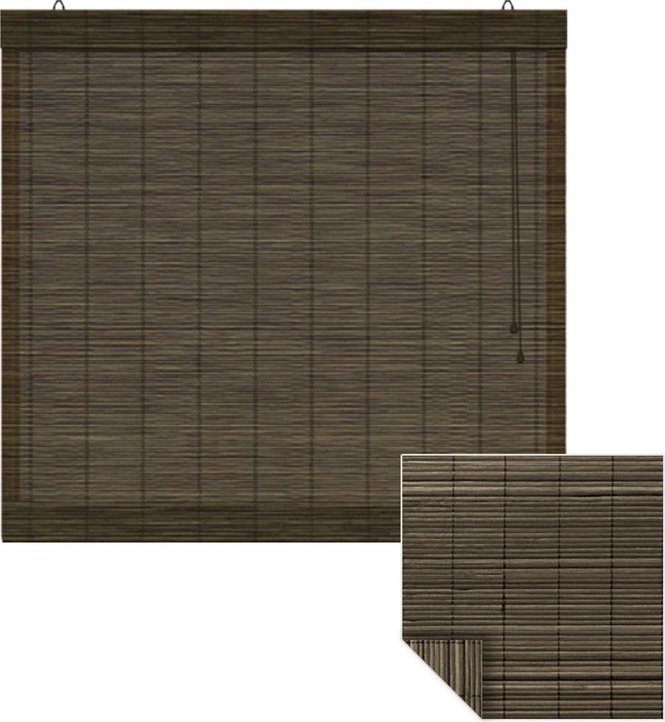 Victoria M. Bambus-Raffrollo, 130 x 220 cm, dunkelbraun Rollo für Fenster & Türen Sicht- & Sonnenschutz, stufenlos mit Zugschnur, natürliche Opt...