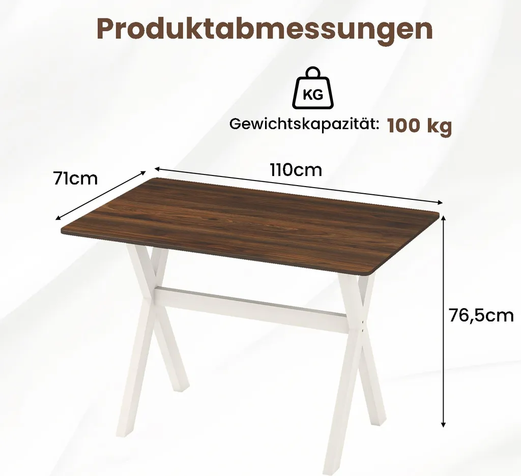 Tavolo Moderno Sala da Pranzo COSTWAY | Design Gambe a X Legno 110x71 - 3