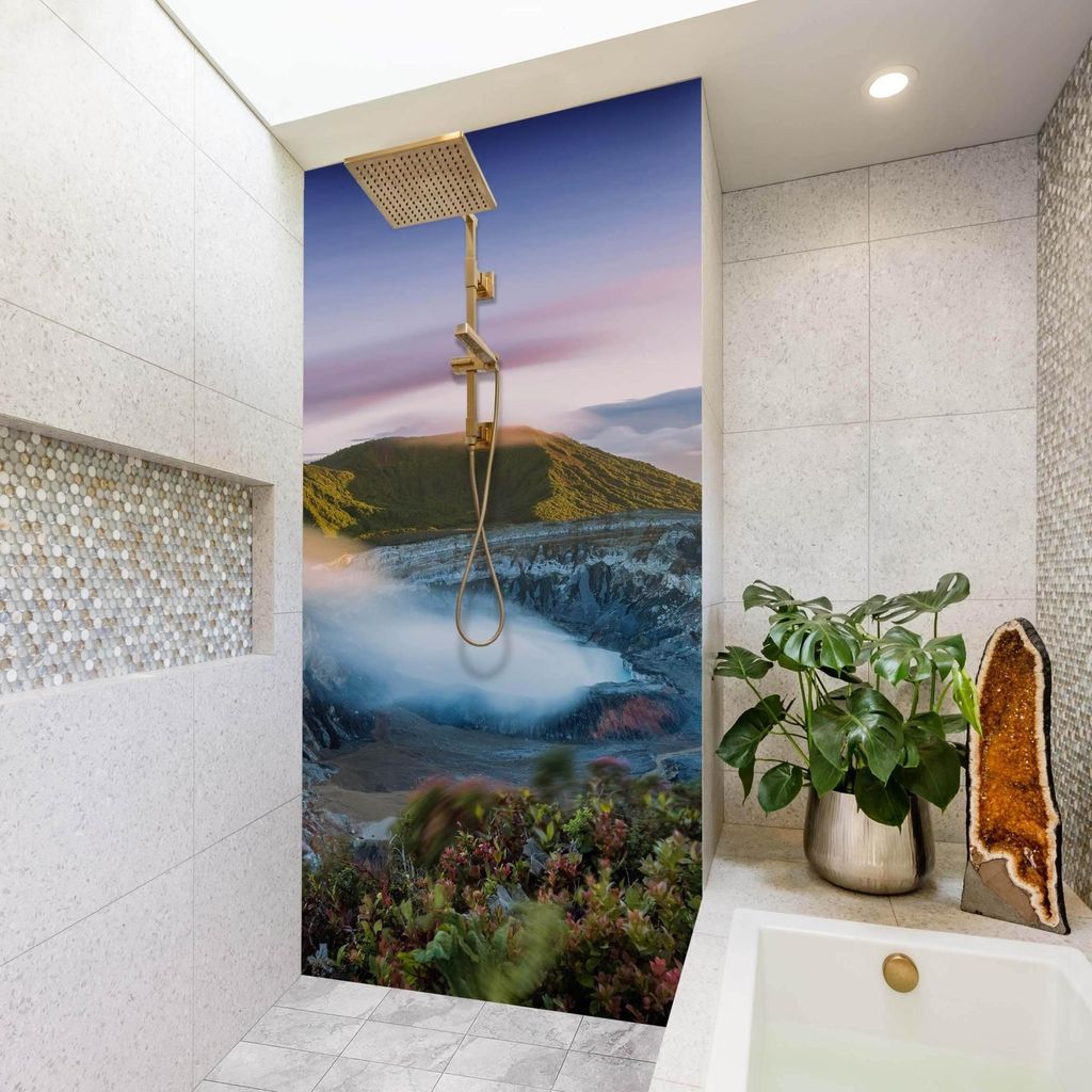 Duschrückwand Natur selbstklebend - 0.61 mm Wandpaneel wasserfest Amerika USA grün Motiv Badrückwand fugenlos Premium matt 100x200 cm
