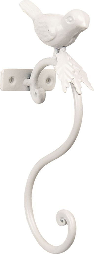Clayre & Eef Wandhaken, vogelmotief, 4x7x19 cm, wit, ijzer Productafbeelding 