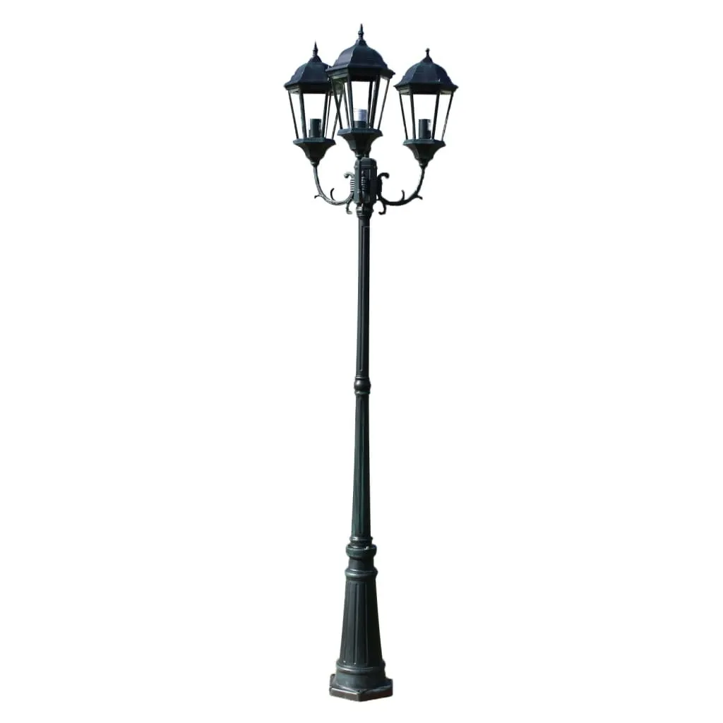 vidaXL Lanterne de Jardin 3 Flammes 230 cm en Aluminium Vert Foncé