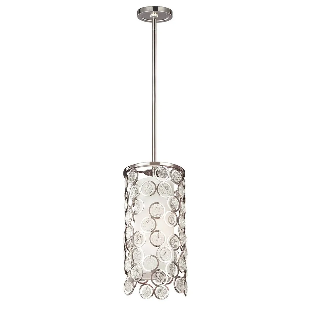 Suspension pour grande hauteur sous plafond - Éclairage verre et nickel