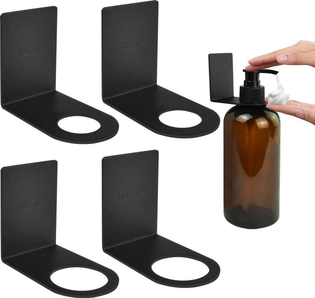 SIYINGSAERY Set aus 4 Spenderhalter-Haken Innendurchmesser 28 & 33mm Seifenspenderhalter Wand Edelstahl Shampoo Spenderhalter Wandmontiert Seifensp...