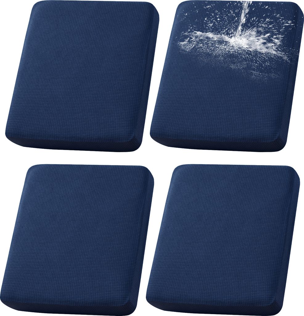 4er-Set Terrassen-Kissenbezüge für draußen/drinnen , 100% wasserdichter Outdoor-Sitzkissen Schonbezug für Terrassenmöbel Sektionalsofa,Dunkelblau