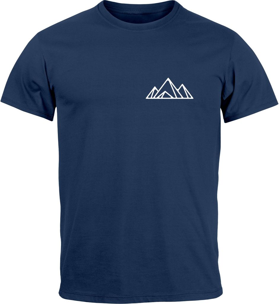 Herren T-Shirt Aufdruck Berg Wandern Polygon Design Print Outdoor Fashion Streetstyle Neverless Polygon 2 navy 4XL