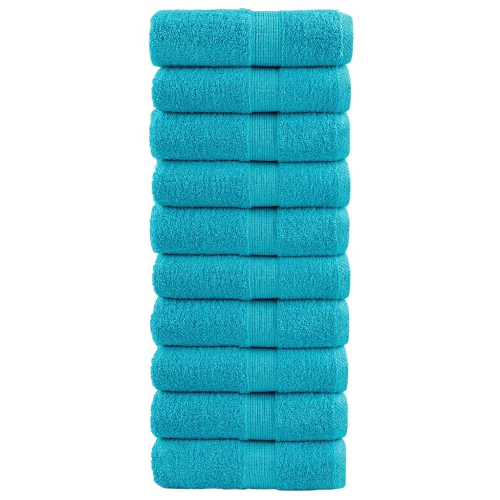 "Spring Sale"Premium Waschhandtücher SOLUND 10er set - modernes Design -Türkis 30x30cm 600 g/m² Promotion756504 - Handtücher