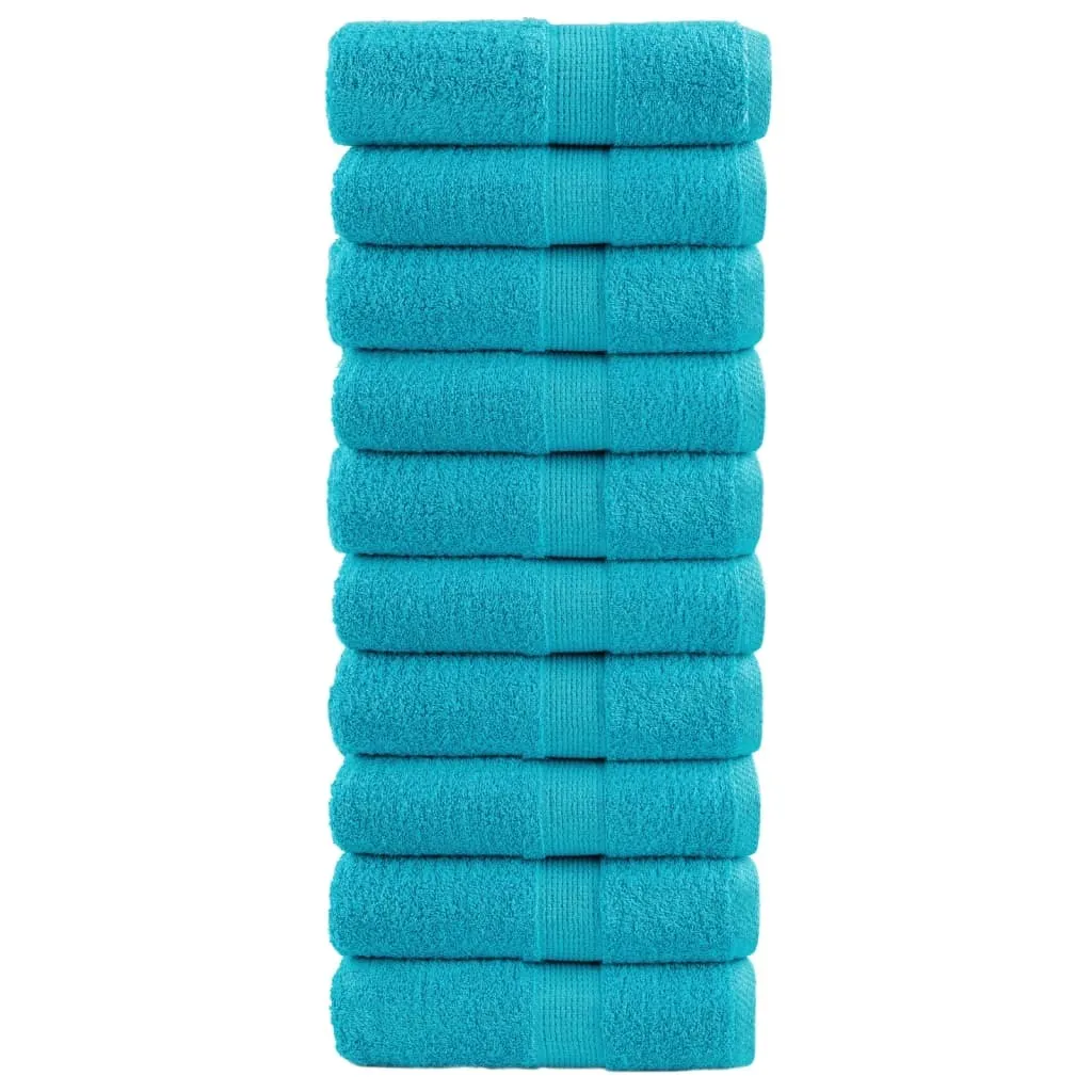 Asciugamani SOLUND 10 Pezzi Turchese 30x30 cm 600g/m² Cotone Viso