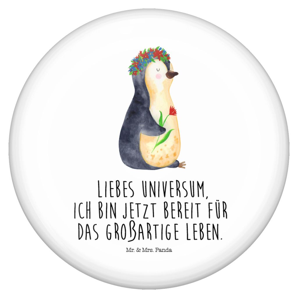 Mr. & Mrs. Panda Button Pinguin Blumen - Weiß - Geschenk, Wünsche, Anstecker Pin, Plakette, Pinguine, Positiv, Badge, Geschenkidee