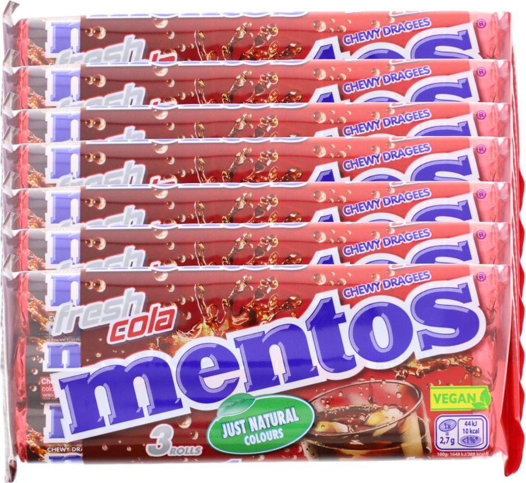 7x3er Pack Mentos Fresh Cola Chewy Dragees Kaubonbons Produktbild 