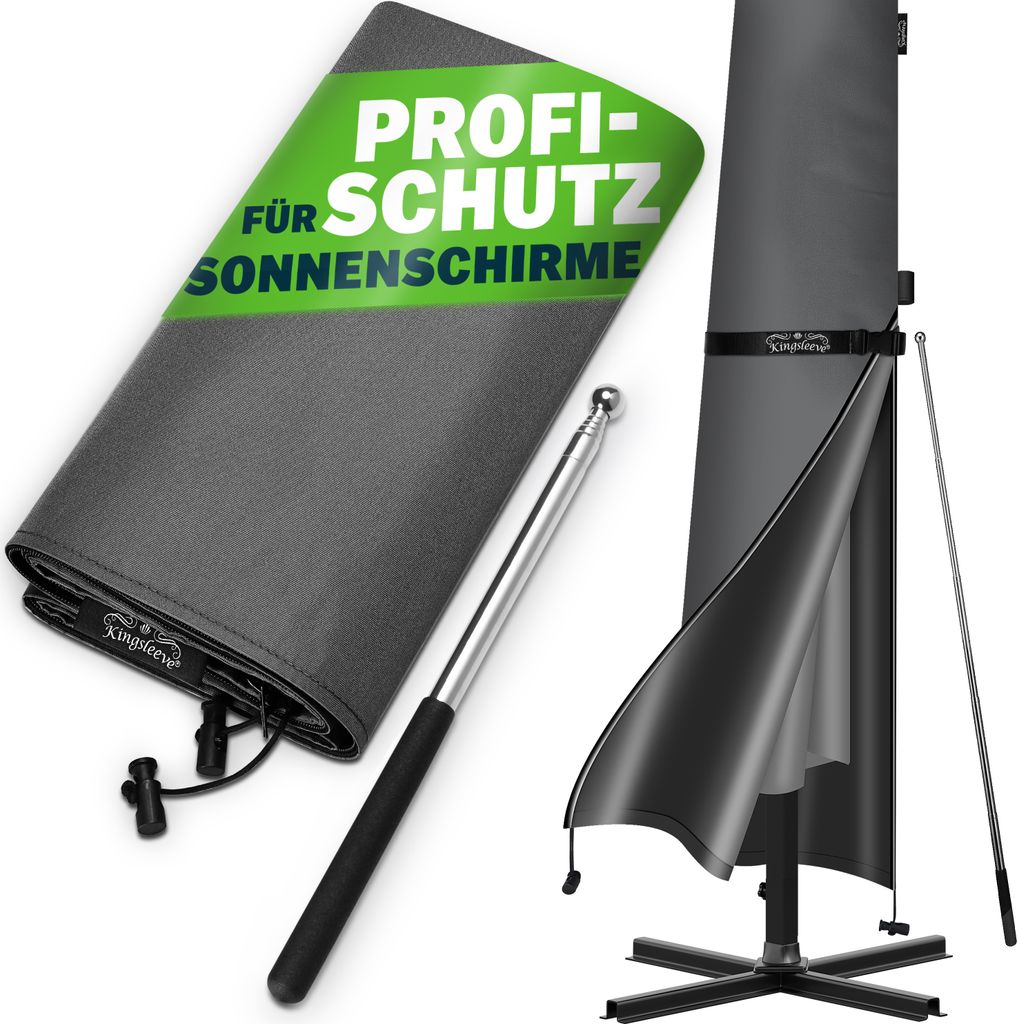 KINGSLEEVE® Sonnenschirm Abdeckung bis 350 cm Stab Produktbild 