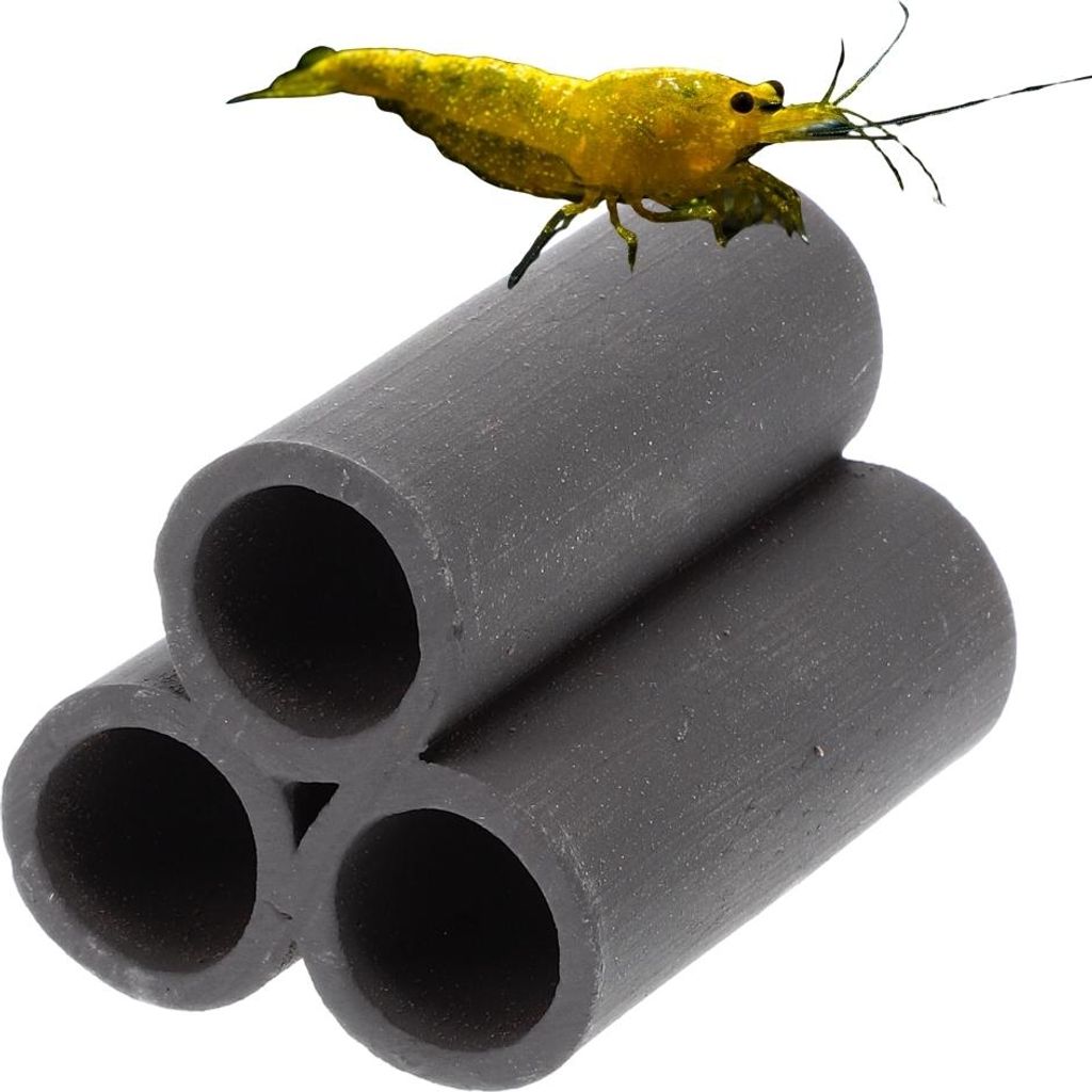 Aquariendeko Pyramide 3er XL Garnelenröhre Aquarium Deko Garnelen Garnelenhöhle Krebshöhle Welsröhre Laichröhre Keramik Ton Schwarz