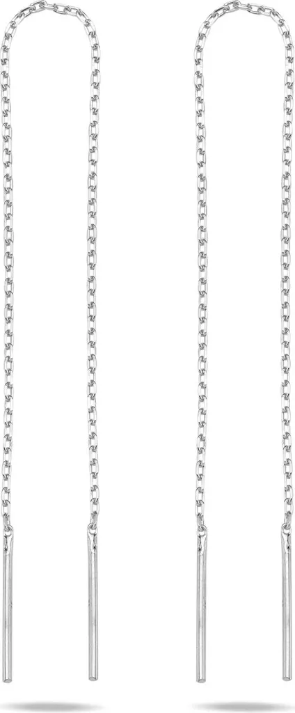 Boucles d'oreilles pour mariage en argent 925 rhodié et chaîne zircone