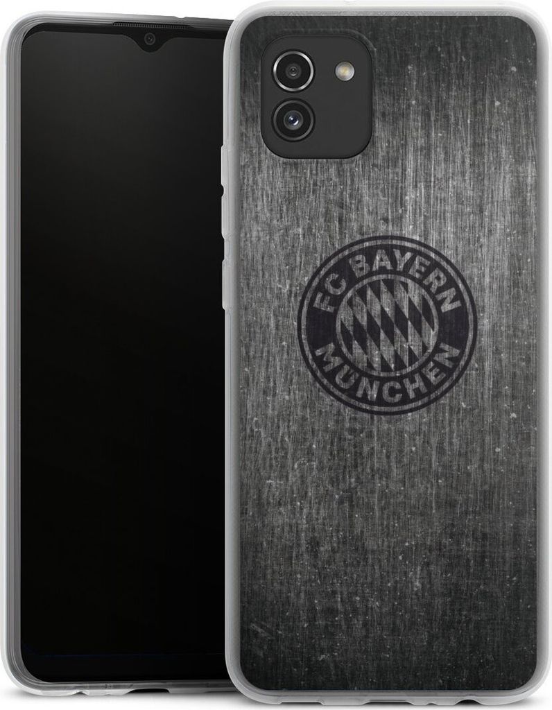 DeinDesign Handyhülle für Samsung Galaxy A03 Silikon Hülle Case Smartphone Schutzhülle FC Bayern München FCB Metallic Look