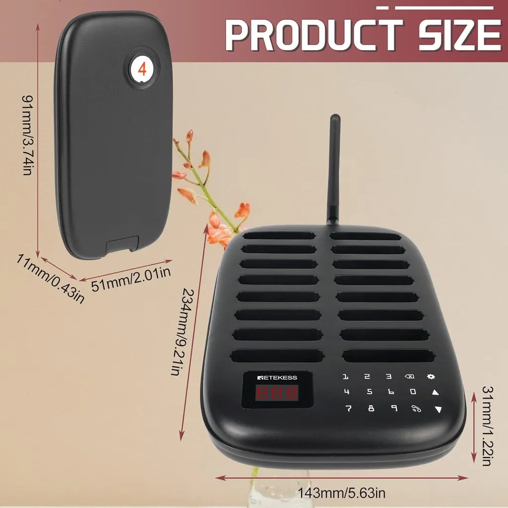Pager de restaurant sans fil 500m avec 7 modes d'appel vibration - 8