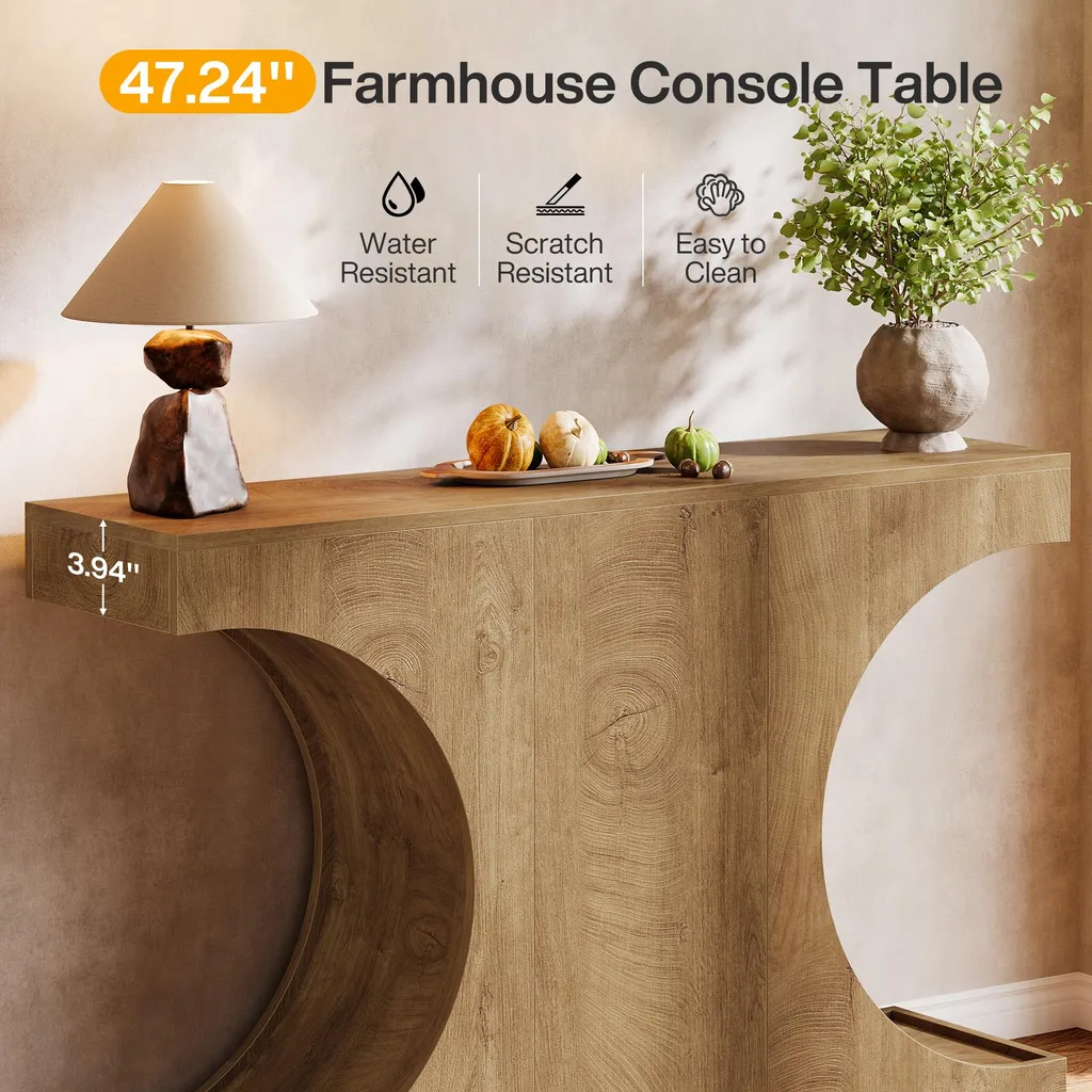 Table Console Tribesigns 105cm Style Rustique Industriel en C - Bois