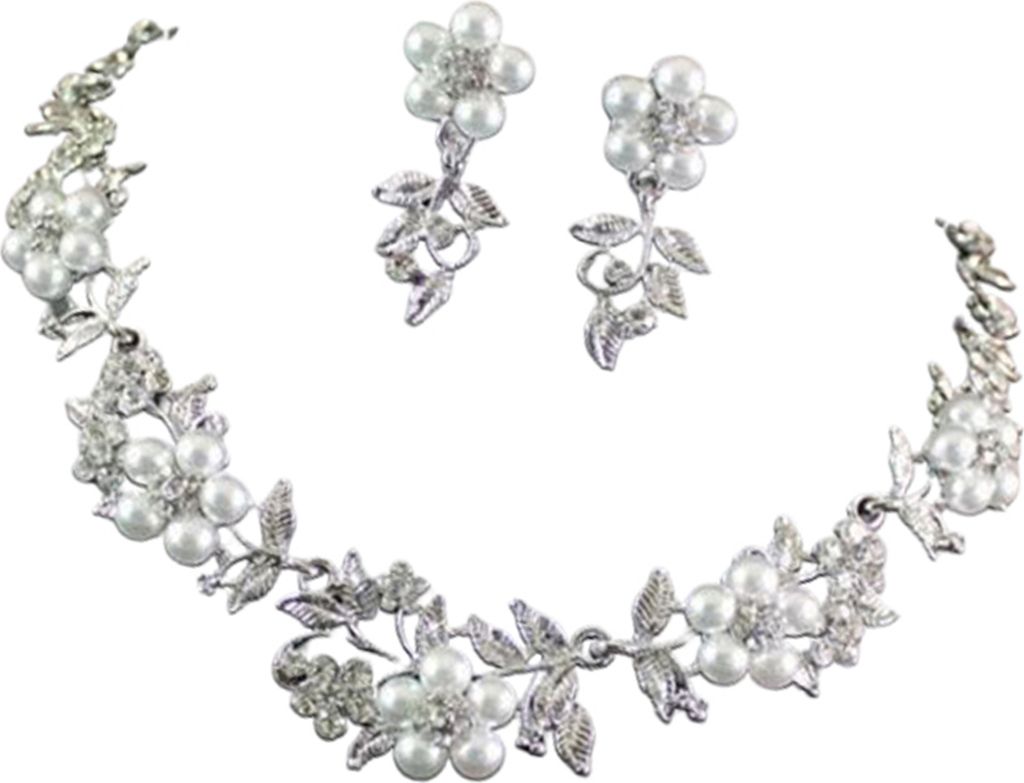 1 Set Halskette Eardrop Mode Glänzende Charmante Kunstperle Versilberte Halskette Ohrringe für Frauen