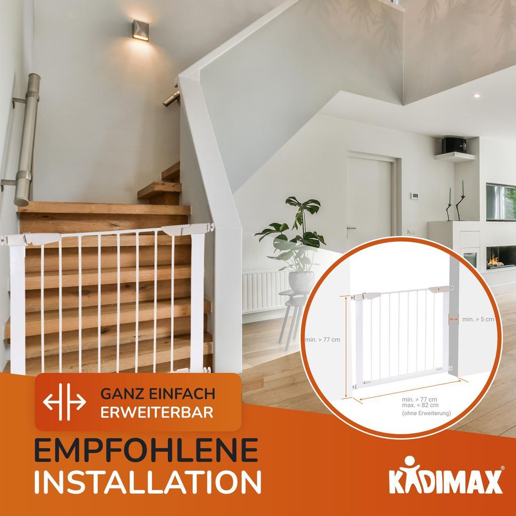 Kidimax® Treppenschutzgitter 77-82 cm, ohne Bohren, Produktbild 