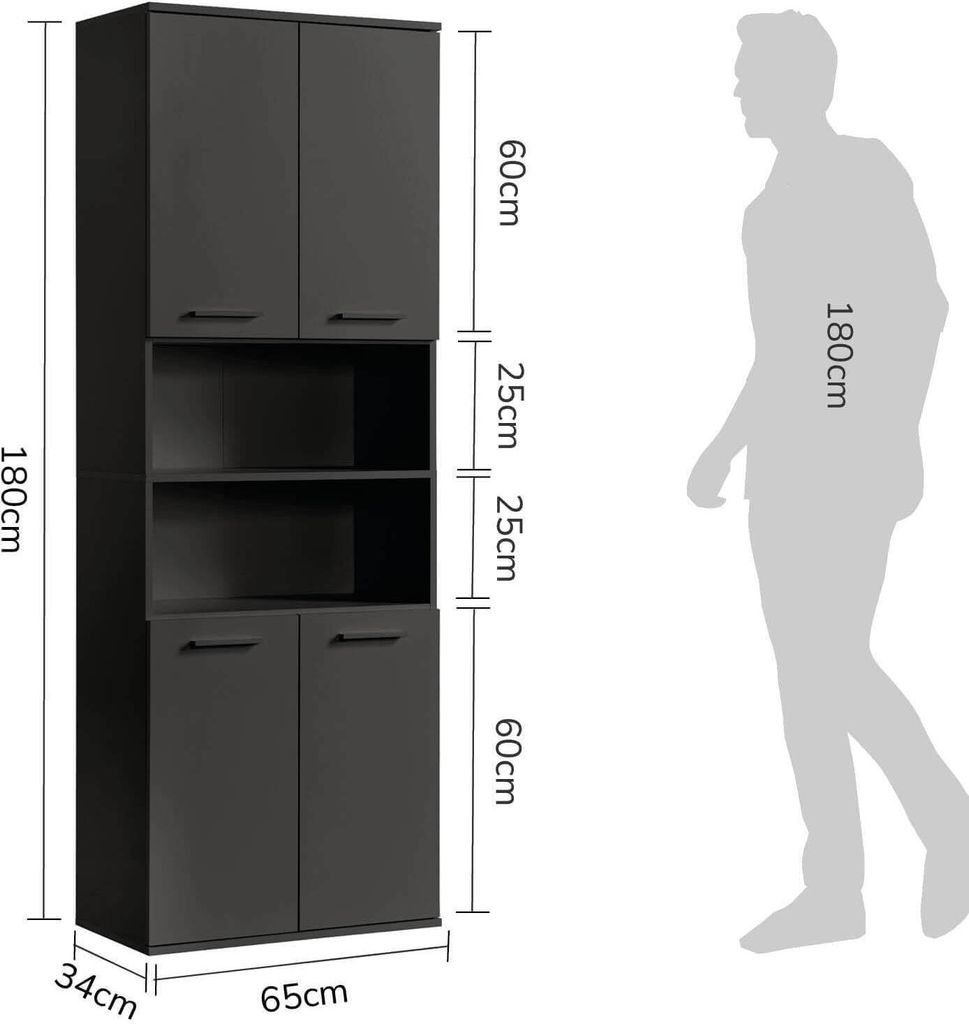 mokebo® Bad Hochschrank in Anthrazit-Schwarz 'Der Kapitän', Produktbild 6