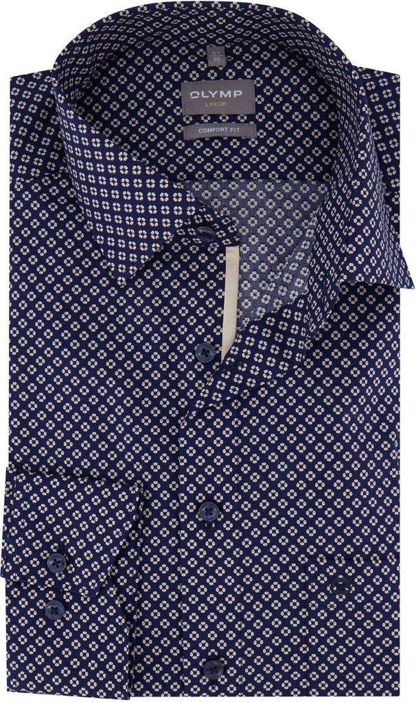 Olymp Hemd dunkelblau bedruckt weite Passform