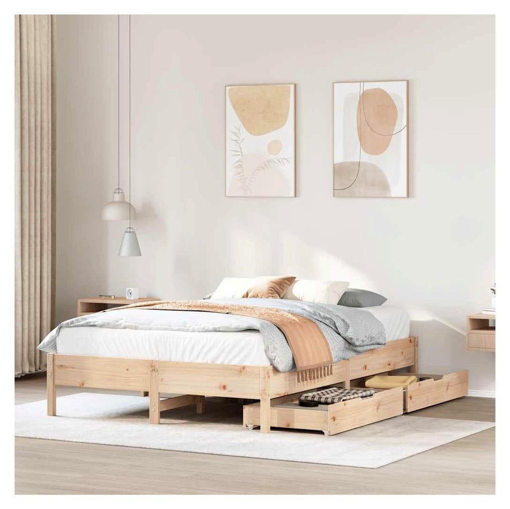 Bettgestell ohne Matratze 150x200 cm King Size aus massivem Kiefernholz