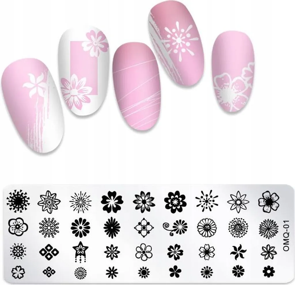 Piastra Stamping Nail Art OMQ-01: Disegni Professionali Acciaio Inox