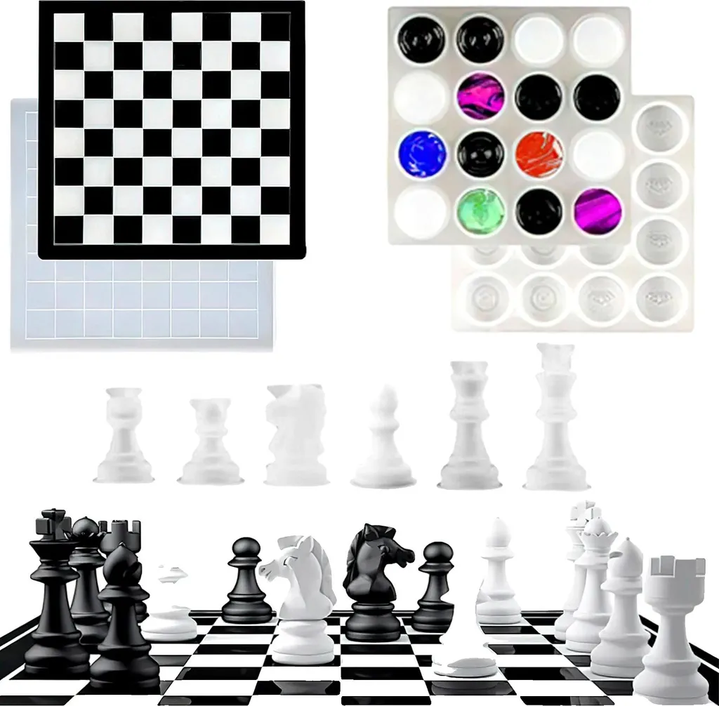 Jeu d'échecs 3D blanc nomade pour le bricolage et la création manuelle