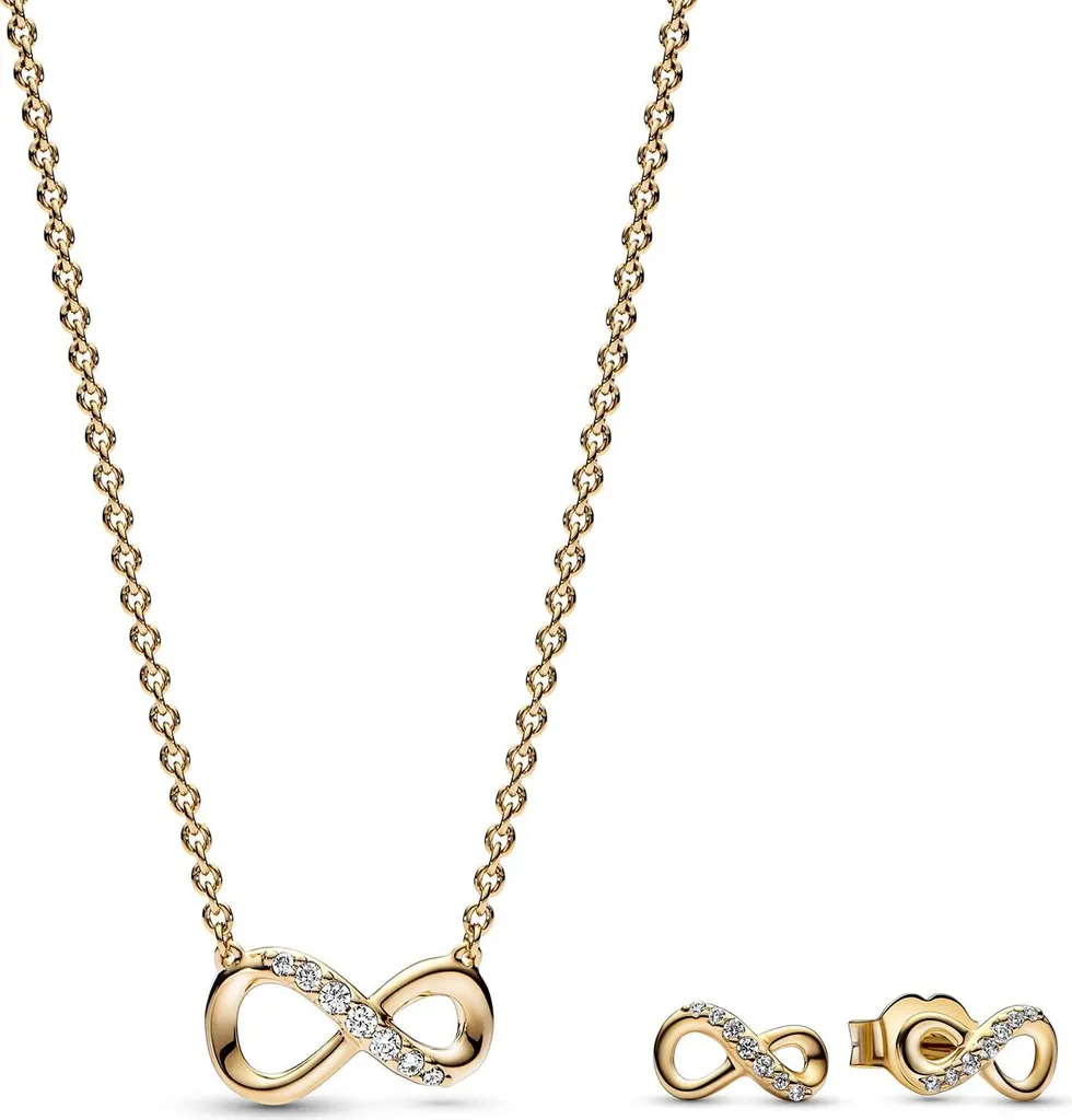 Bijoux Pandora Infini Doré Étincelant : Parure Élégante avec Cristaux
