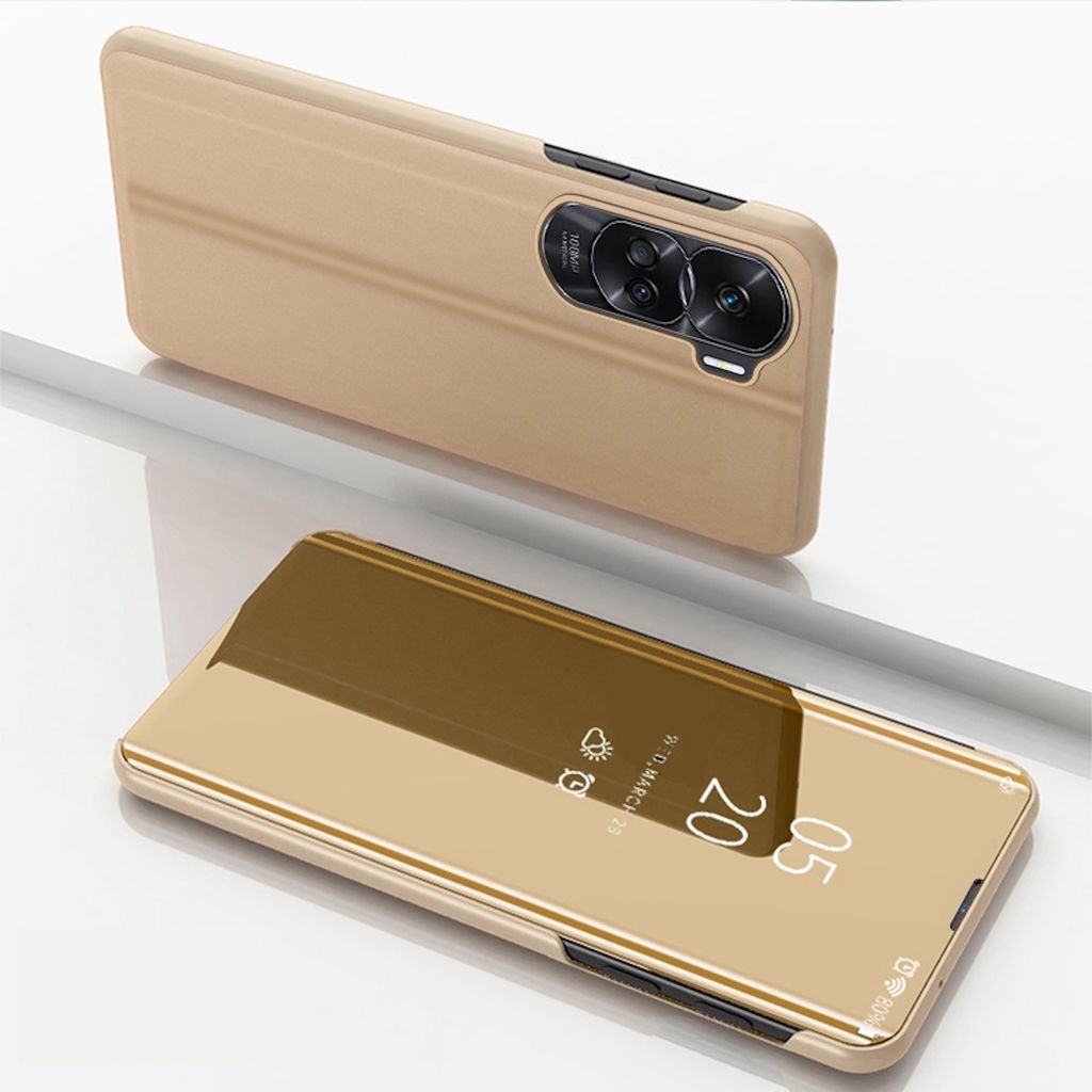 Für Honor 90 Lite View Spiegel Handy Smart Cover Wake UP Funktion Case Gold
