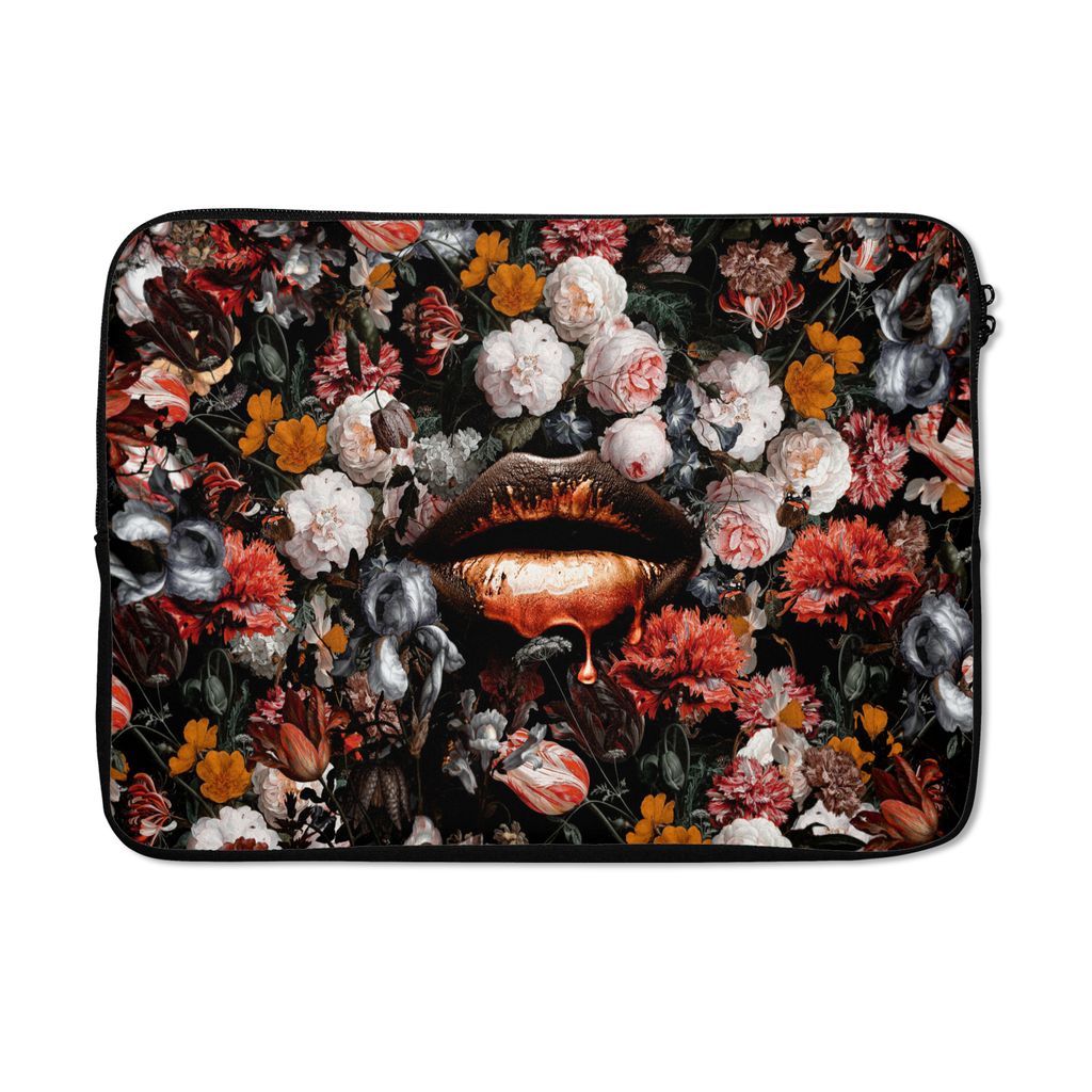 MuchoWow Laptop Hülle 13 Zoll Lippen - Blumen - Farbe - Orange - Kunst - Abstrakt - Alte Meister Laptoptasche - Laptophülle - Sleeve - Rundumsc...