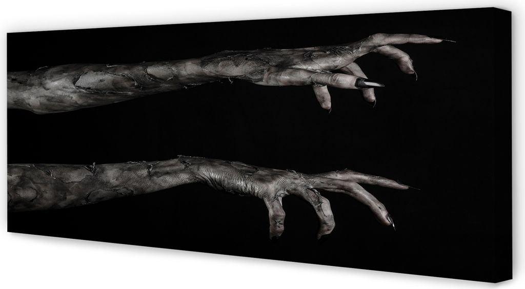 Leinwandbild 125x50 Wandkunst Schwarzer Hintergrund schmutzige Hände