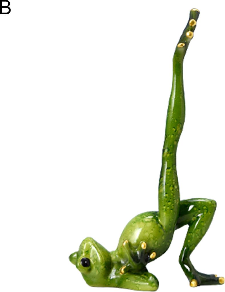 Frosch-Figur mehrfarbige Yoga-Haltung voller Vitalitätsharz-Yoga-Frosch-Gartenschmuck mit Krone für Terrasse-B